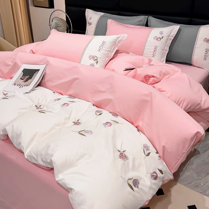 91家纺网 家纺一手货源 找家纺 （总）优姿家纺 2026新款全棉拼接绣花四件套