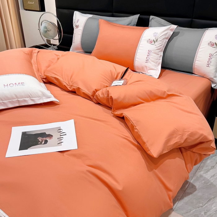 91家纺网 家纺一手货源 找家纺 优姿家纺 2026新款全棉拼接绣花四件套 繁花桔