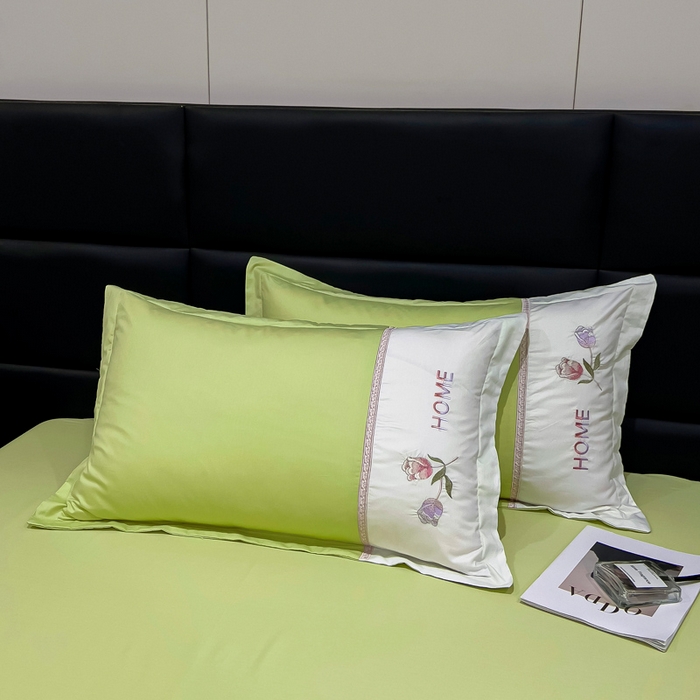 91家纺网 家纺一手货源 找家纺 优姿家纺 2026新款全棉拼接绣花四件套 繁花绿