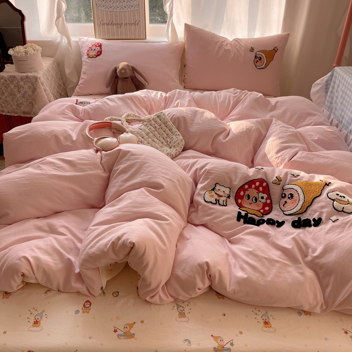 91家纺网 家纺一手货源 找家纺 （总）凯洛奇 2026新款A类卡通豹纹毛巾绣软糯糯水洗棉四件套（提供买家秀）