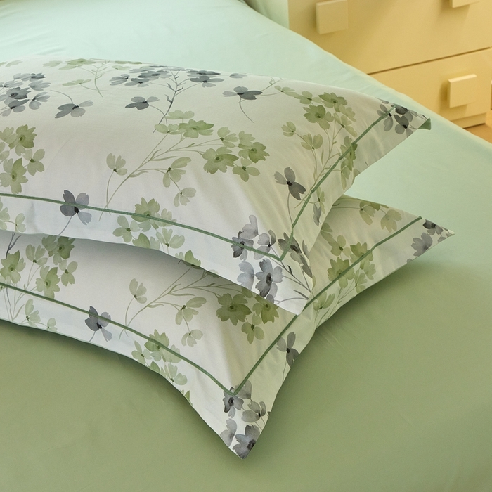 91家纺网 家纺一手货源 找家纺 优姿家纺 2026新款全棉40匹马棉数码印花四件套 淡墨香黄