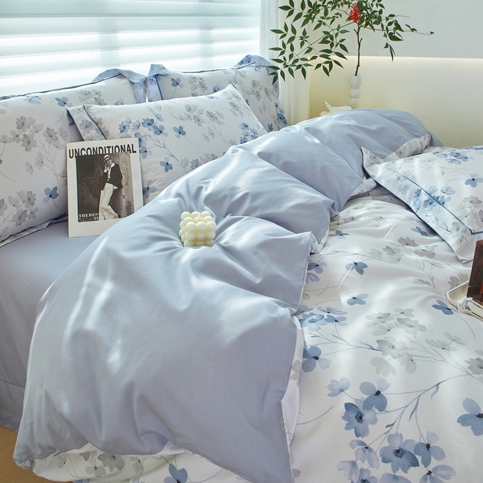 91家纺网 家纺一手货源 找家纺 优姿家纺 2026新款全棉40匹马棉数码印花四件套 淡墨香兰