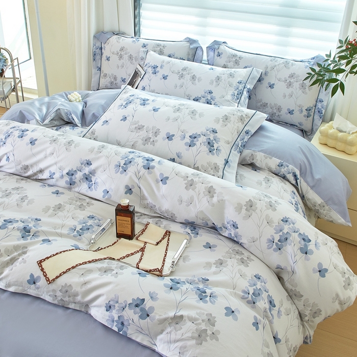 91家纺网 家纺一手货源 找家纺 优姿家纺 2026新款全棉40匹马棉数码印花四件套 淡墨香兰