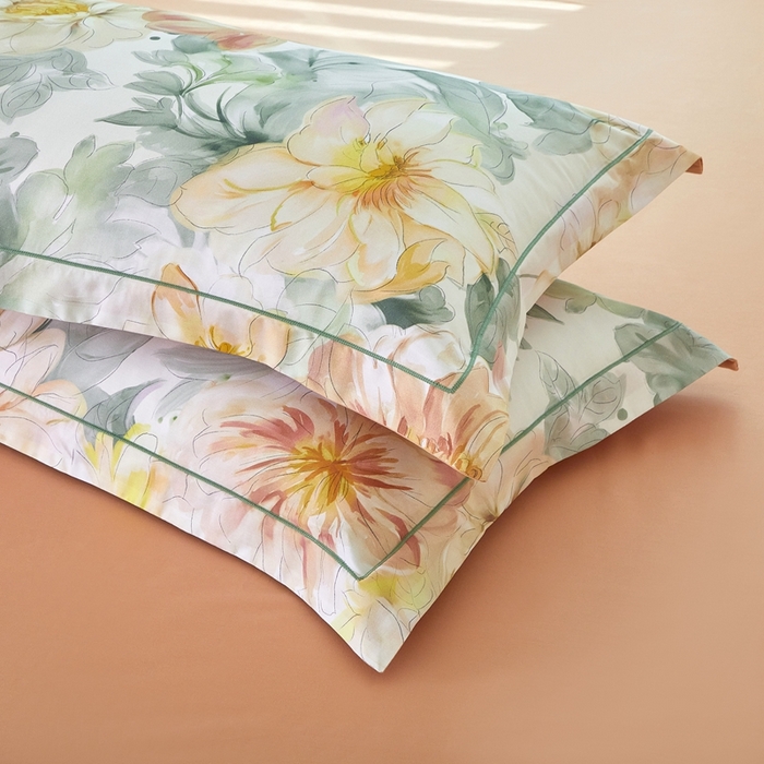 91家纺网 家纺一手货源 找家纺 优姿家纺 2026新款全棉40匹马棉数码印花四件套 花的旅途桔