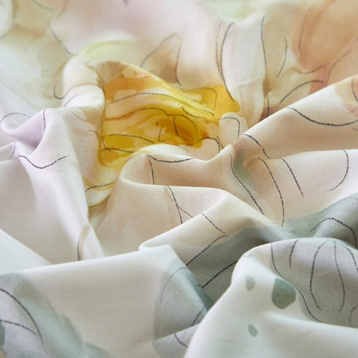 91家纺网 家纺一手货源 找家纺 优姿家纺 2026新款全棉40匹马棉数码印花四件套 花的旅途桔