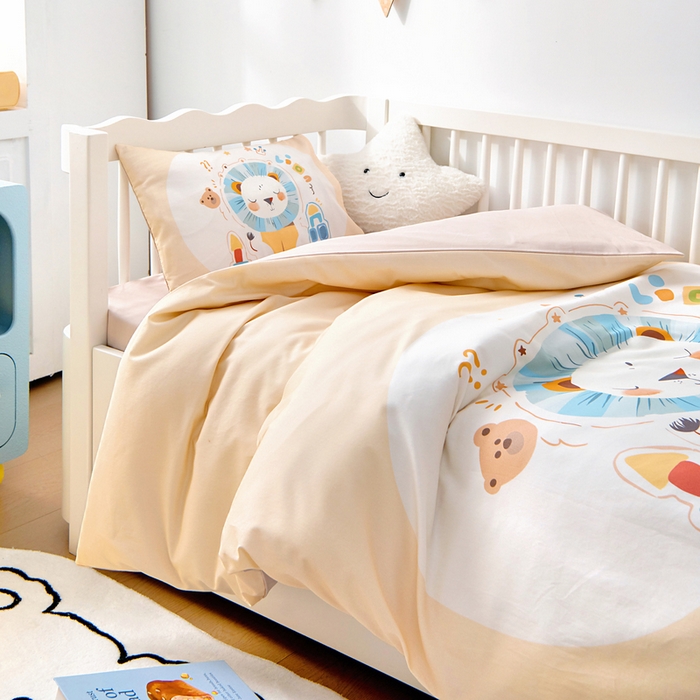 91家纺网 家纺一手货源 找家纺 梵赫 2025新款100%棉冬款加厚全棉被套+被芯四季款盖毯 狮子先生