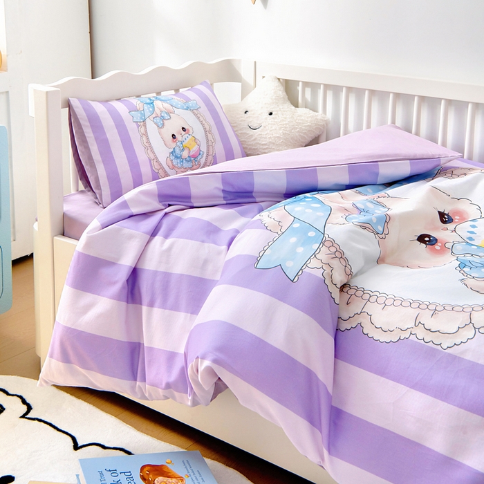 91家纺网 家纺一手货源 找家纺 梵赫 2025新款100%棉冬款加厚全棉被套+被芯四季款盖毯 菲菲兔