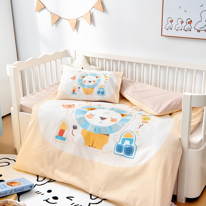 91家纺网 家纺一手货源 找家纺 梵赫 2025新款100%棉冬款加厚全棉被套+被芯四季款盖毯 狮子先生