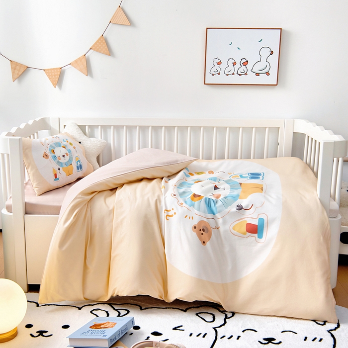 91家纺网 家纺一手货源 找家纺 梵赫 2025新款100%棉冬款加厚全棉被套+被芯四季款盖毯 狮子先生