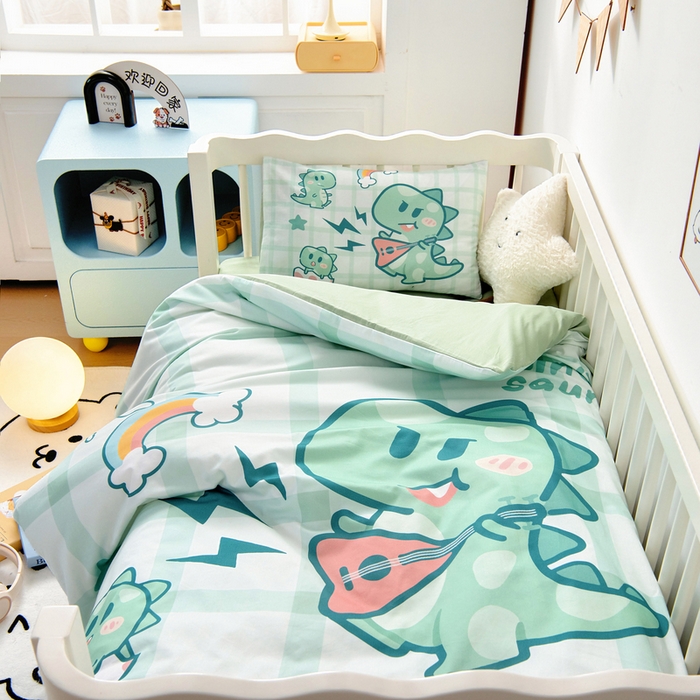 91家纺网 家纺一手货源 找家纺 梵赫 2025新款100%棉冬款加厚全棉被套+被芯四季款盖毯 时尚恐龙