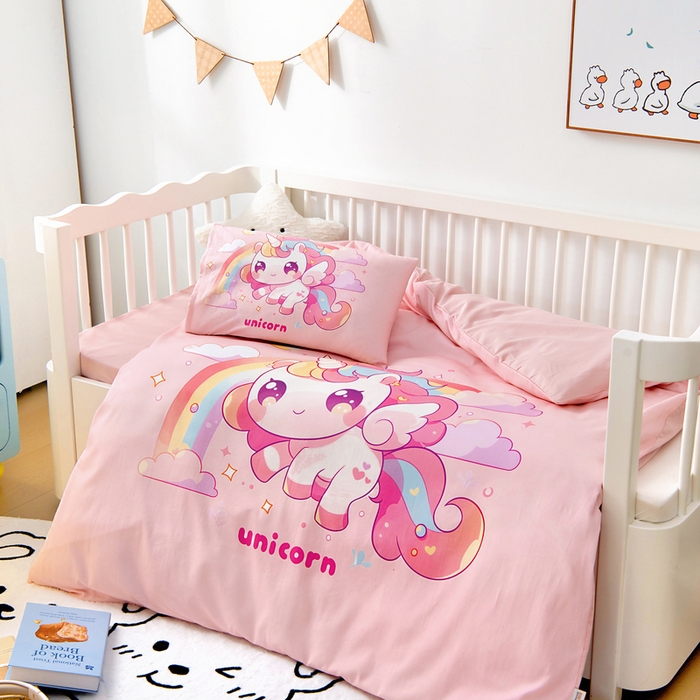 91家纺网 家纺一手货源 找家纺 梵赫 2025新款100%棉冬款加厚全棉被套+被芯四季款盖毯 小马萌萌