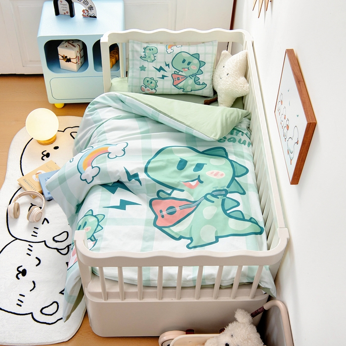 91家纺网 家纺一手货源 找家纺 梵赫 2025新款100%棉冬款加厚全棉被套+被芯四季款盖毯 时尚恐龙