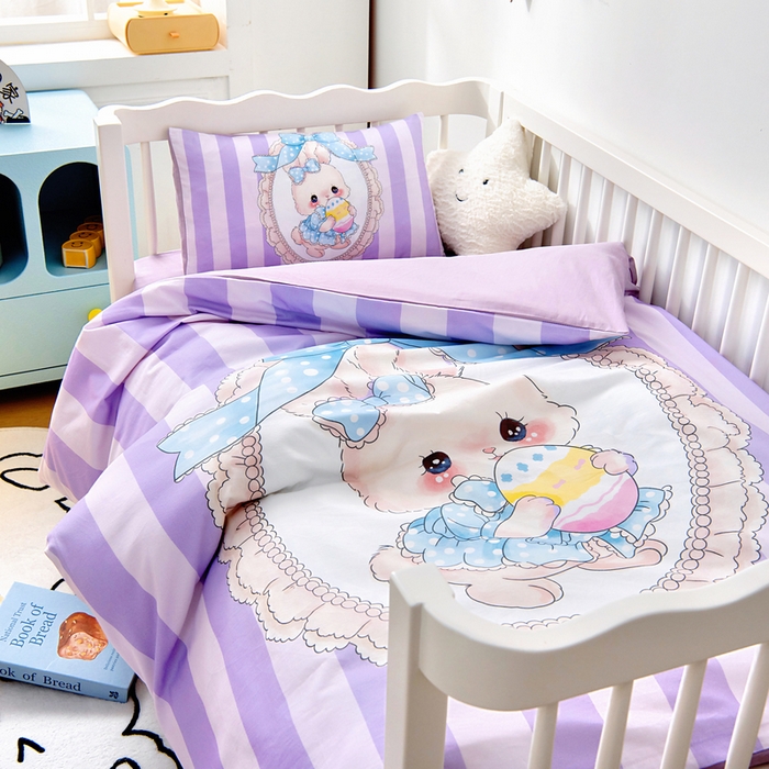 91家纺网 家纺一手货源 找家纺 梵赫 2025新款100%棉冬款加厚全棉被套+被芯四季款盖毯 菲菲兔