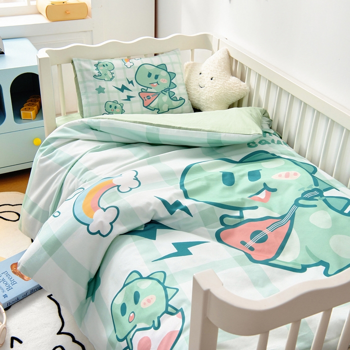 91家纺网 家纺一手货源 找家纺 梵赫 2025新款100%棉冬款加厚全棉被套+被芯四季款盖毯 时尚恐龙