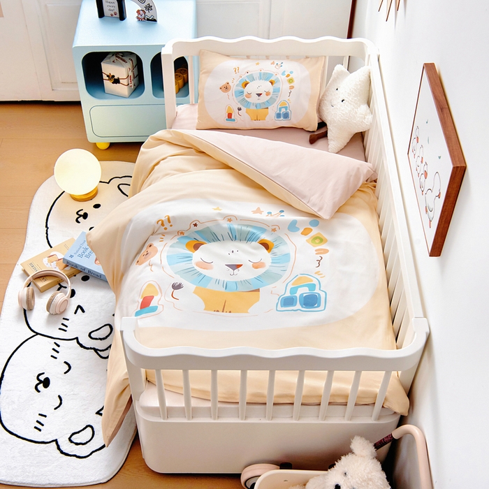 91家纺网 家纺一手货源 找家纺 梵赫 2025新款100%棉冬款加厚全棉被套+被芯四季款盖毯 狮子先生