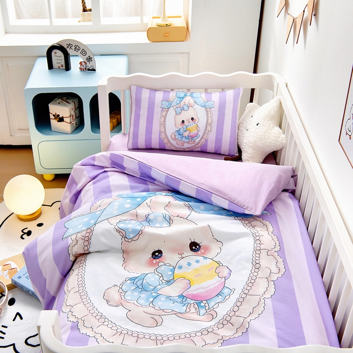 91家纺网 家纺一手货源 找家纺 梵赫 2025新款100%棉冬款加厚全棉被套+被芯四季款盖毯 菲菲兔