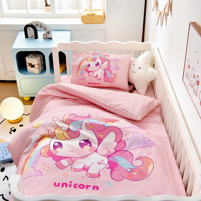 91家纺网 家纺一手货源 找家纺 梵赫 2025新款100%棉冬款加厚全棉被套+被芯四季款盖毯 小马萌萌