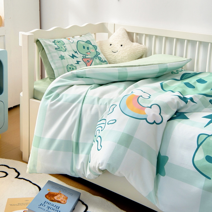 91家纺网 家纺一手货源 找家纺 梵赫 2025新款100%棉冬款加厚全棉被套+被芯四季款盖毯 时尚恐龙