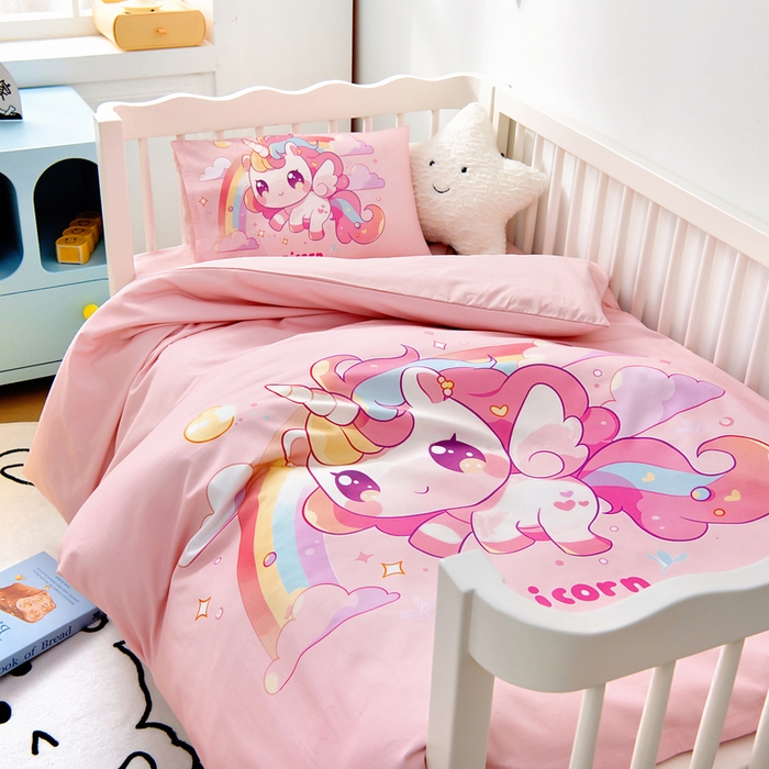 91家纺网 家纺一手货源 找家纺 梵赫 2025新款100%棉冬款加厚全棉被套+被芯四季款盖毯 小马萌萌