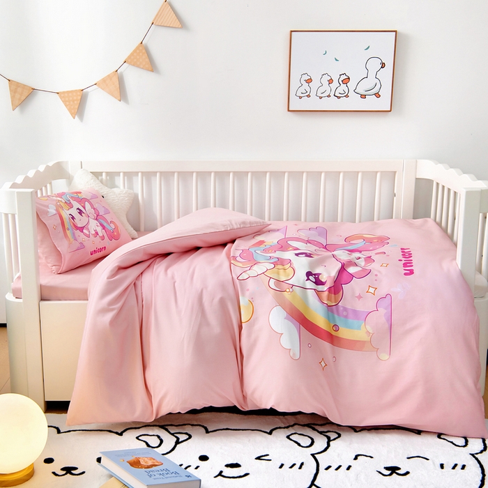 91家纺网 家纺一手货源 找家纺 梵赫 2025新款100%棉冬款加厚全棉被套+被芯四季款盖毯 小马萌萌