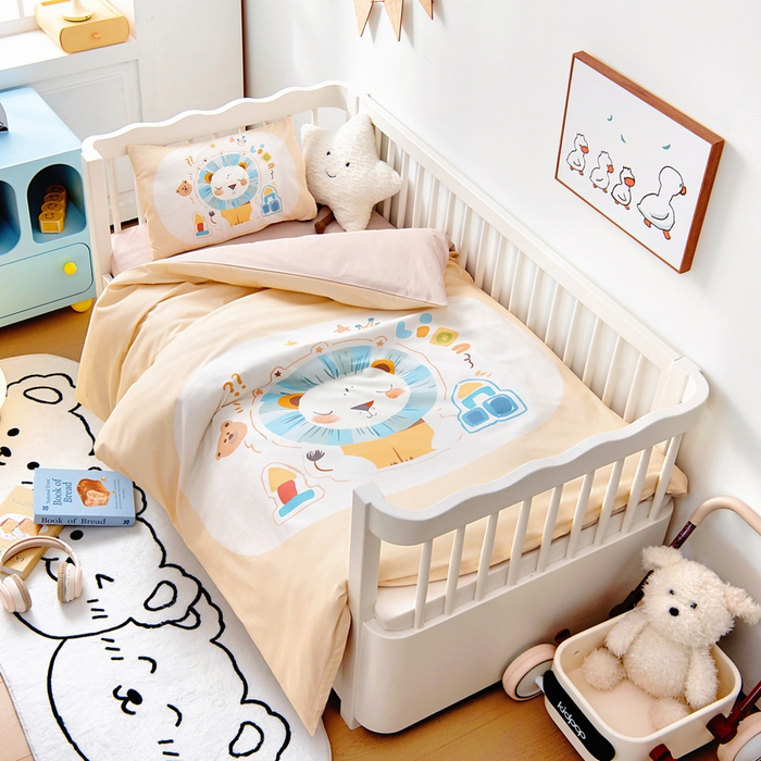 91家纺网 家纺一手货源 找家纺 梵赫 2025新款100%棉冬款加厚全棉被套+被芯四季款盖毯 狮子先生