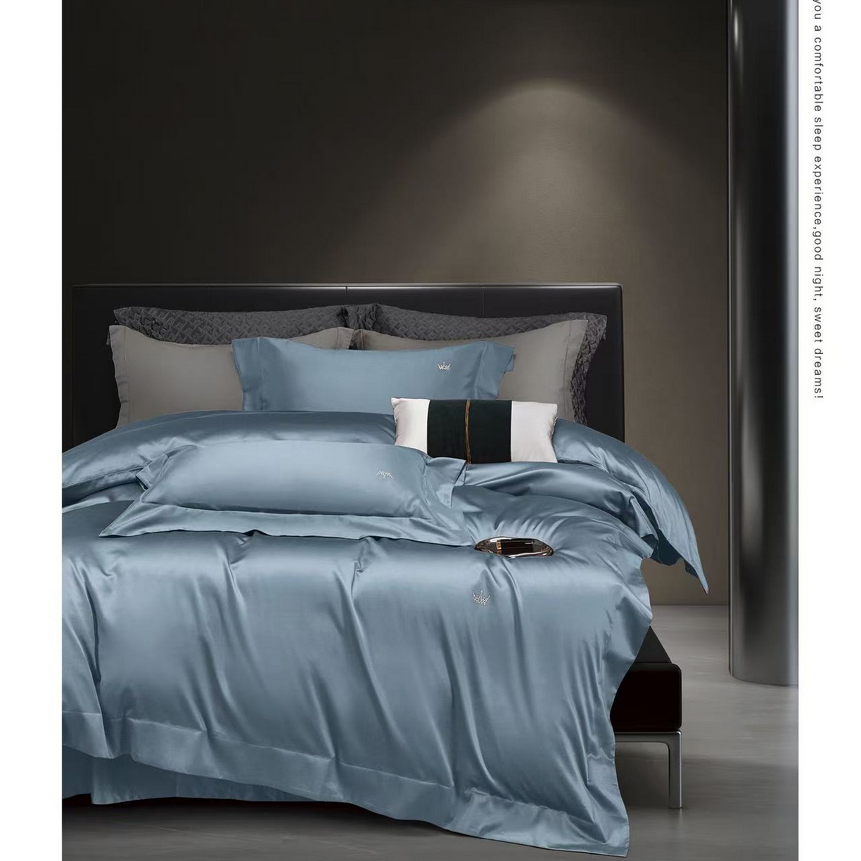 91家纺网 家纺一手货源 找家纺 玖玖爱家纺 2025新款60/50双股四件套-国货之光 国货之光-蓝灰