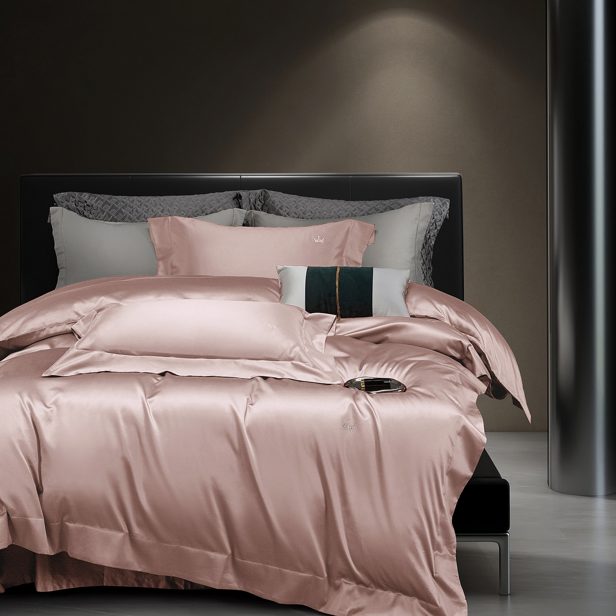 玖玖爱家纺 2025新款60/50双股四件套-国货之光 落霞粉国货之光-