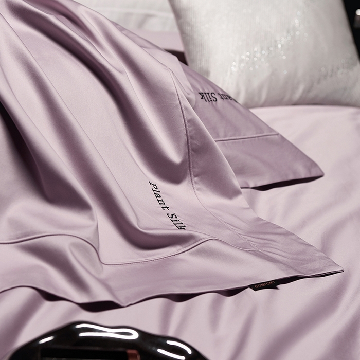 91家纺网 家纺一手货源 找家纺 玖玖爱家纺 2025秋冬新品植物甄丝3星系列奢选新疆阿瓦提长绒棉四件套 栖岚香芋紫