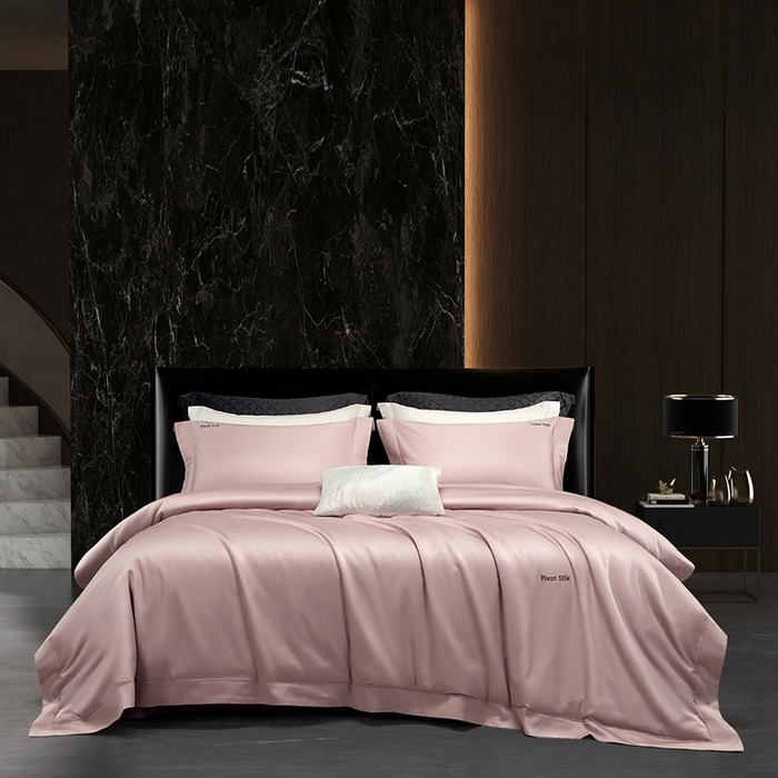 玖玖爱家纺 2025秋冬新品植物甄丝3星系列奢选新疆阿瓦提长绒棉四件套 栖岚樱花粉