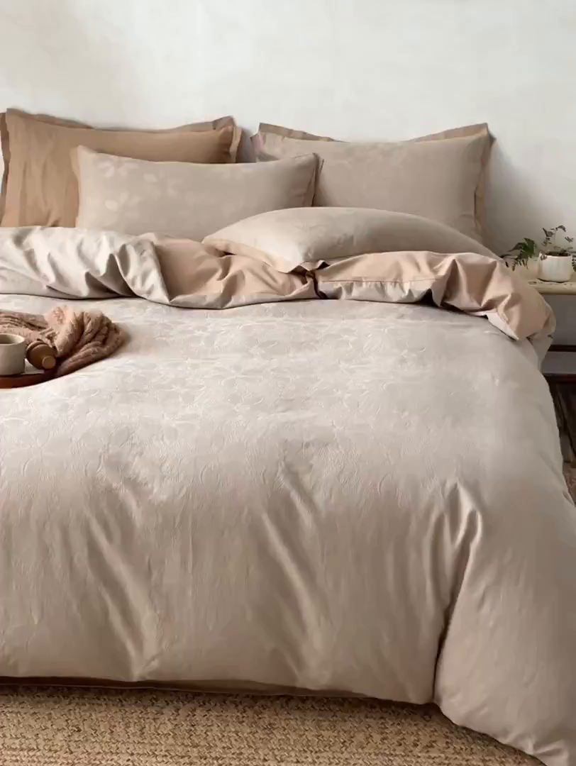 91家纺网 家纺一手货源 找家纺 （总）咏绒家纺工厂店 2025新款A类全棉提花磨毛四件套-科罗拉系列