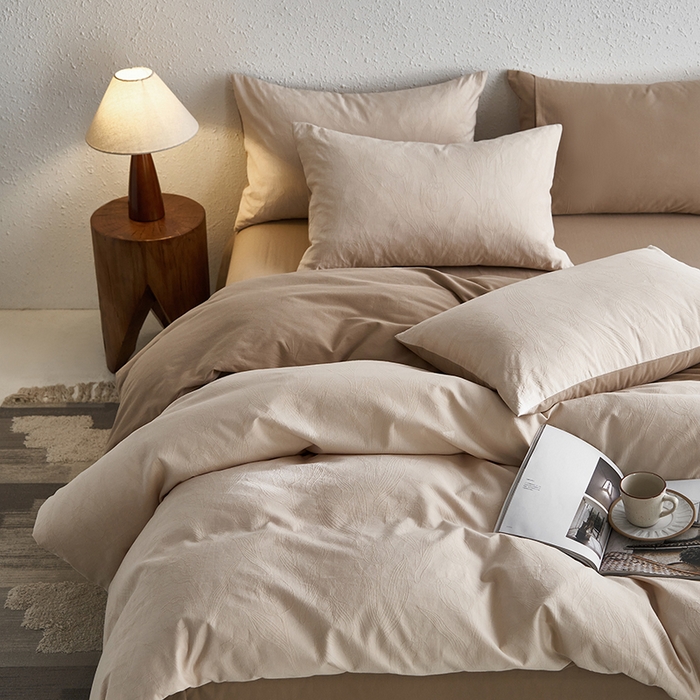 91家纺网 家纺一手货源 找家纺 咏绒家纺工厂店 2025新款全棉色织提花磨毛四件套 欧佩斯-抹茶