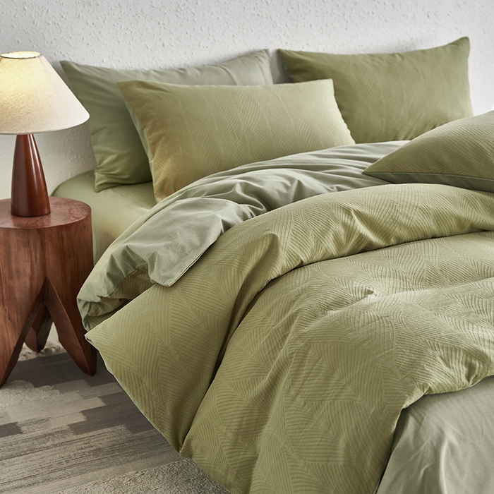 咏绒家纺工厂店 2025新款全棉色织提花磨毛四件套 欧佩斯-松茶