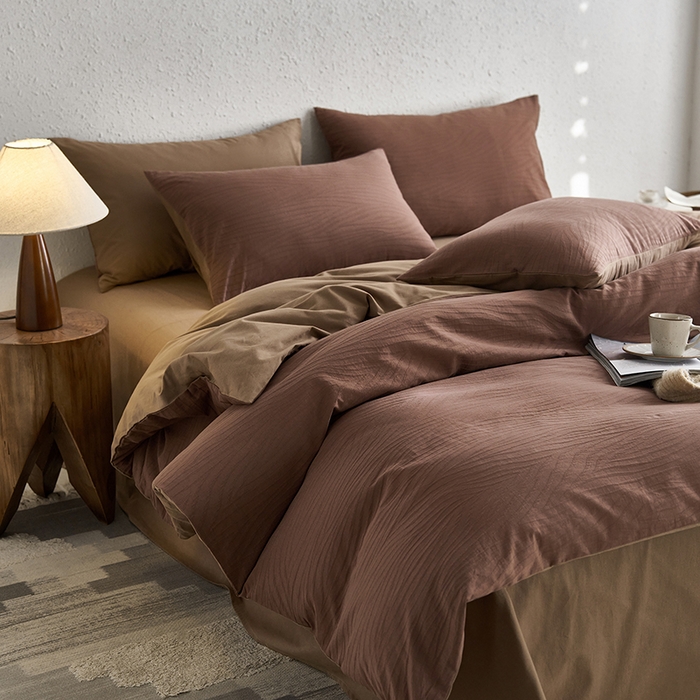 咏绒家纺工厂店 2025新款全棉色织提花磨毛四件套 欧佩斯-棕榈