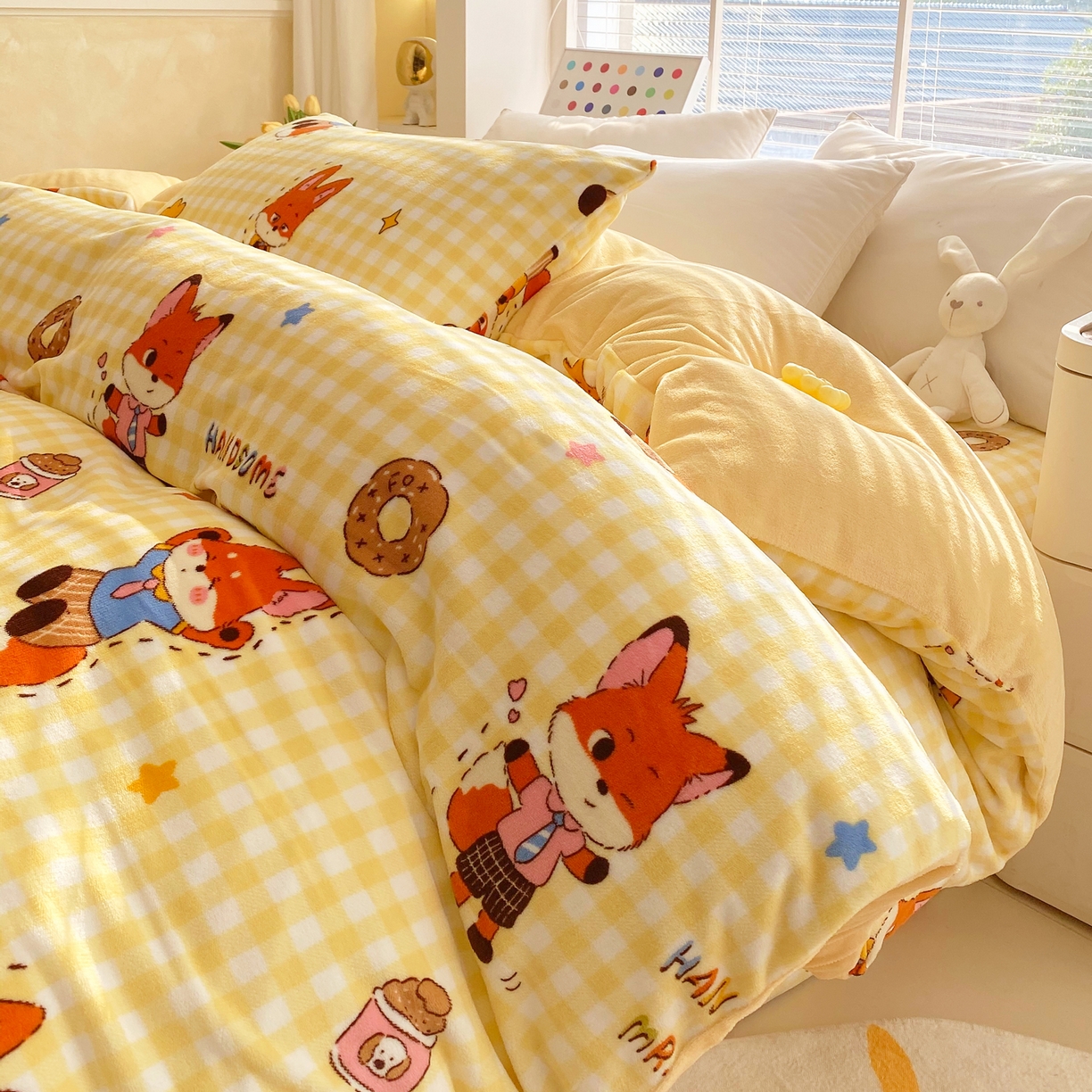 91家纺网 家纺一手货源 找家纺 金鑫汇家纺 2025年加厚高克重A类牛奶绒单被套 被套单件 狐狸先生