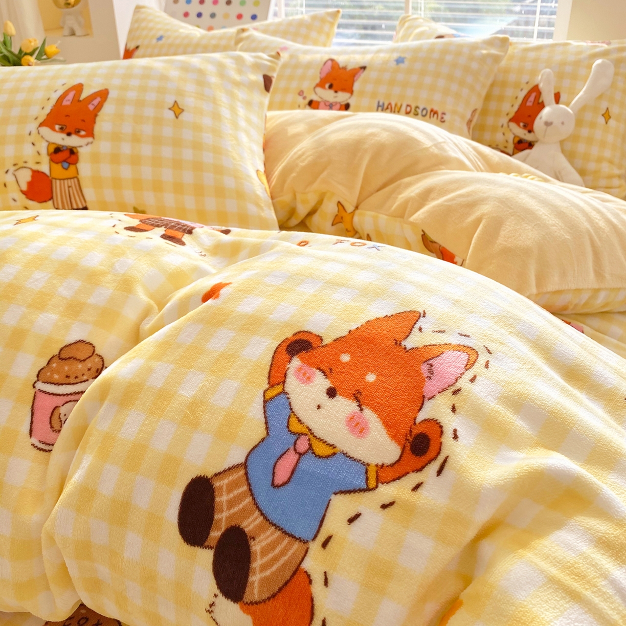 91家纺网 家纺一手货源 找家纺 金鑫汇家纺 2025年加厚高克重A类牛奶绒单被套 被套单件 狐狸先生