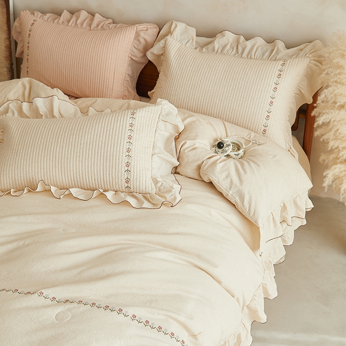 91家纺网 家纺一手货源 找家纺 （总）上喜 2025新款棉麻小花刺绣款床盖多功能被子系列