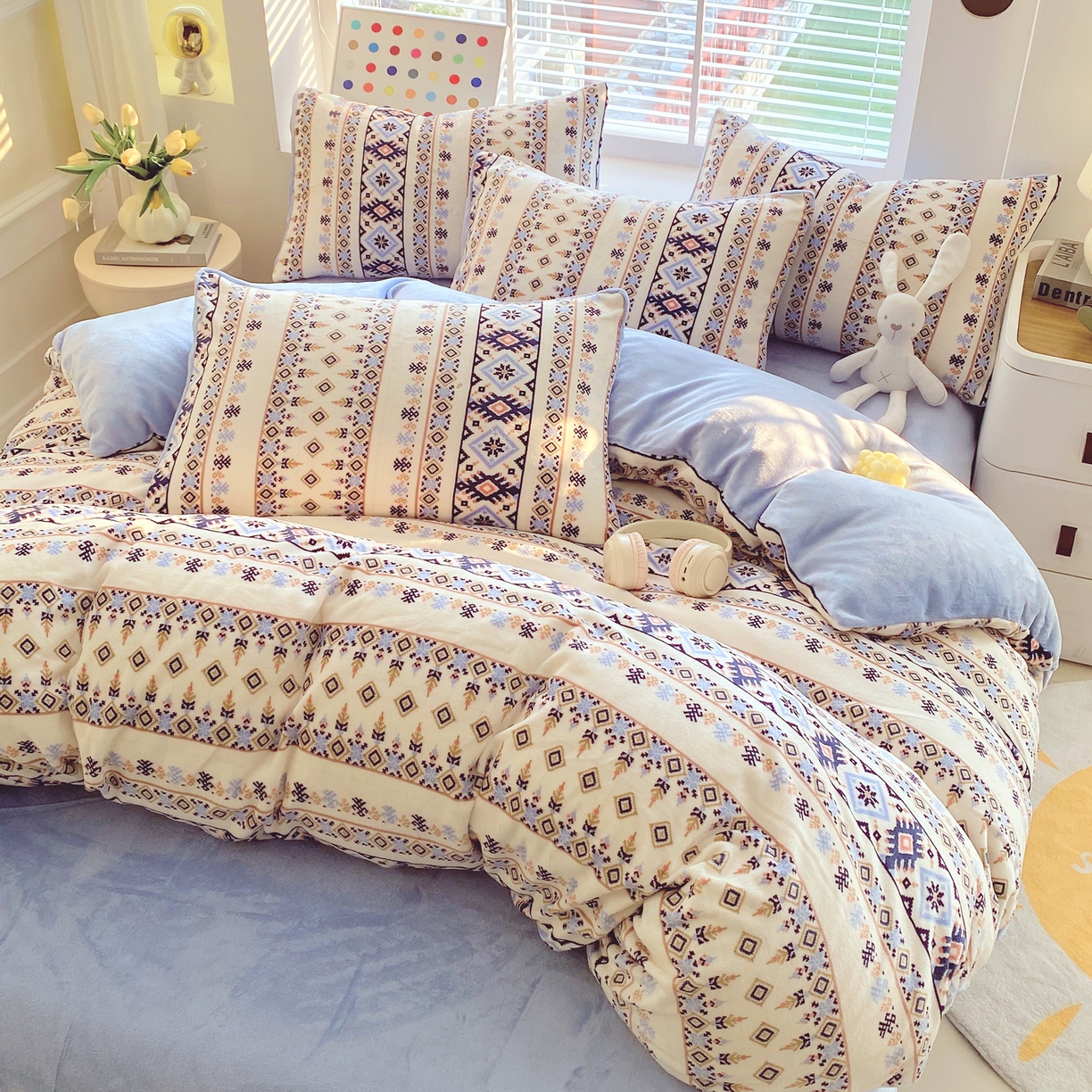 91家纺网 家纺一手货源 找家纺 金鑫汇家纺 2025年加厚高克重A类牛奶绒单被套 被套单件 波西米亚