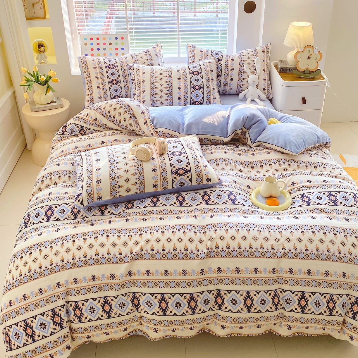 91家纺网 家纺一手货源 找家纺 金鑫汇家纺 2025年加厚高克重A类牛奶绒单被套 被套单件 波西米亚