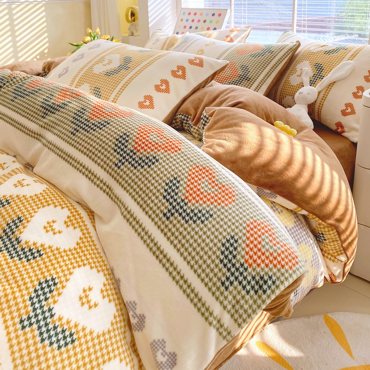 91家纺网 家纺一手货源 找家纺 金鑫汇家纺 2025年加厚高克重A类牛奶绒单被套 被套单件 同心千鸟格