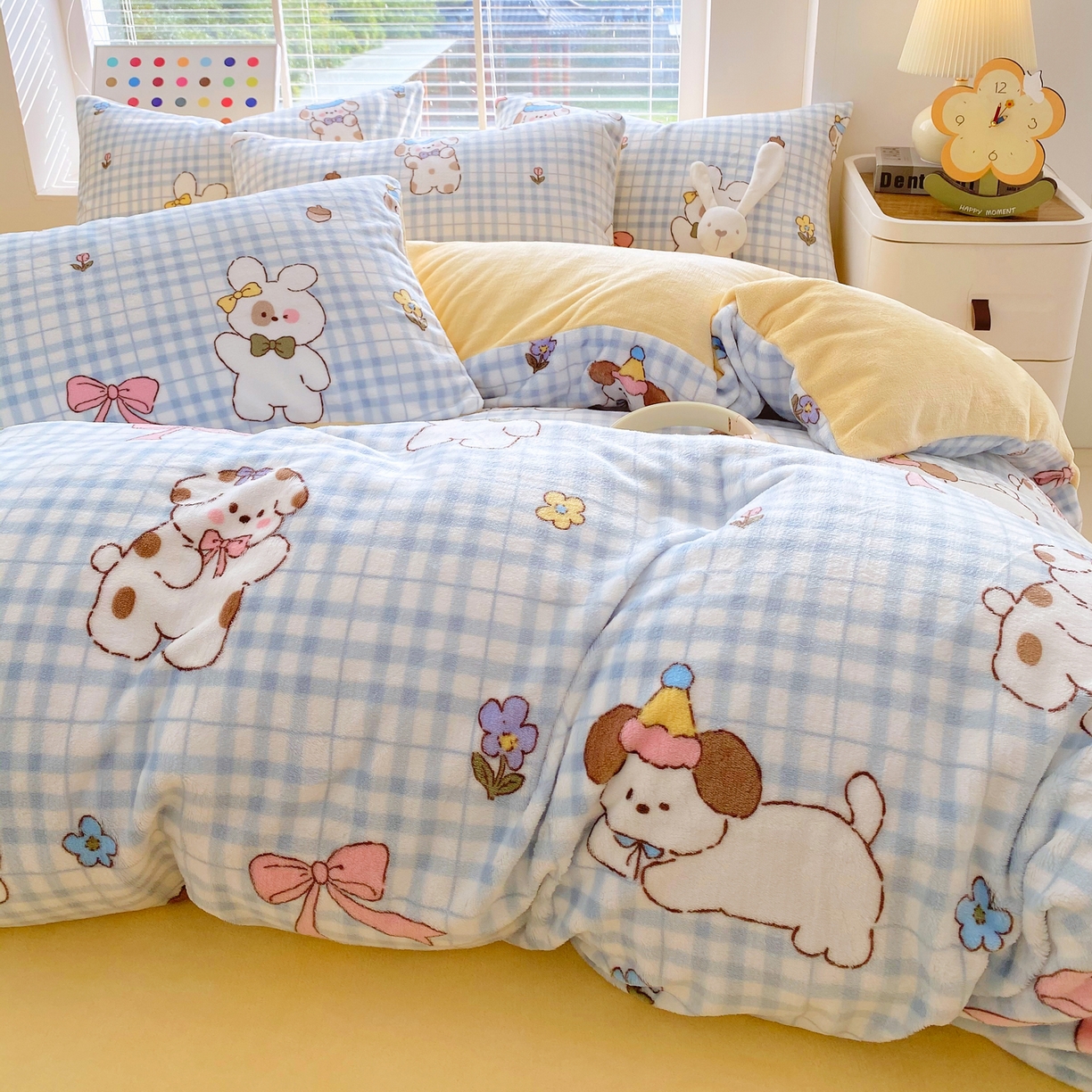 91家纺网 家纺一手货源 找家纺 金鑫汇家纺 2025年加厚高克重A类牛奶绒单被套 被套单件 云绒小狗