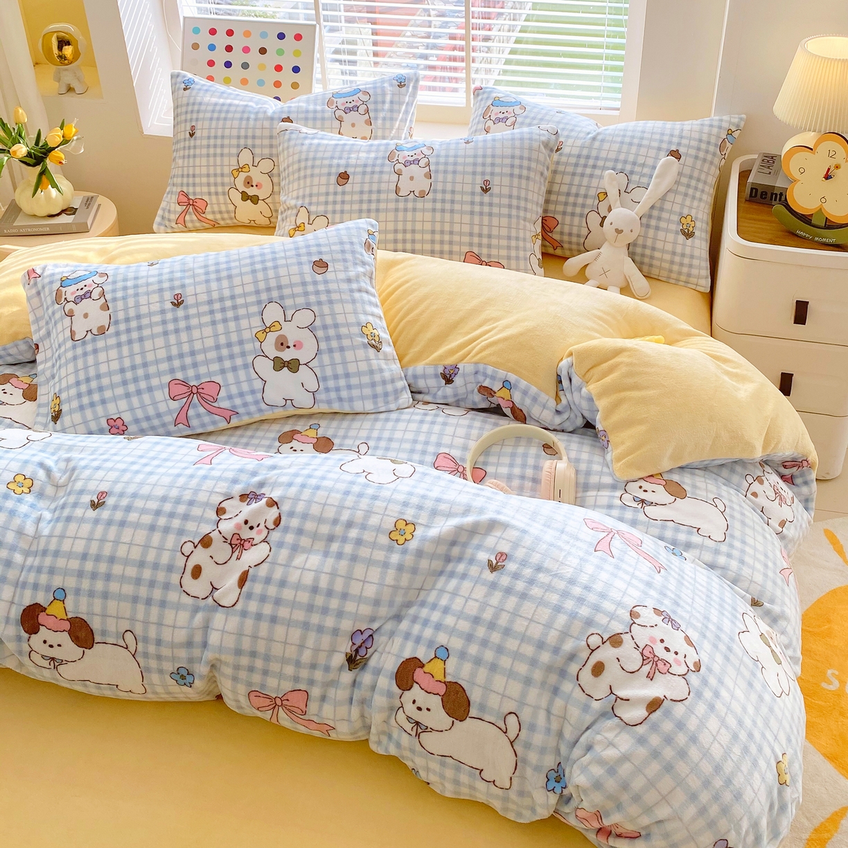 91家纺网 家纺一手货源 找家纺 金鑫汇家纺 2025年加厚高克重A类牛奶绒单被套 被套单件 云绒小狗