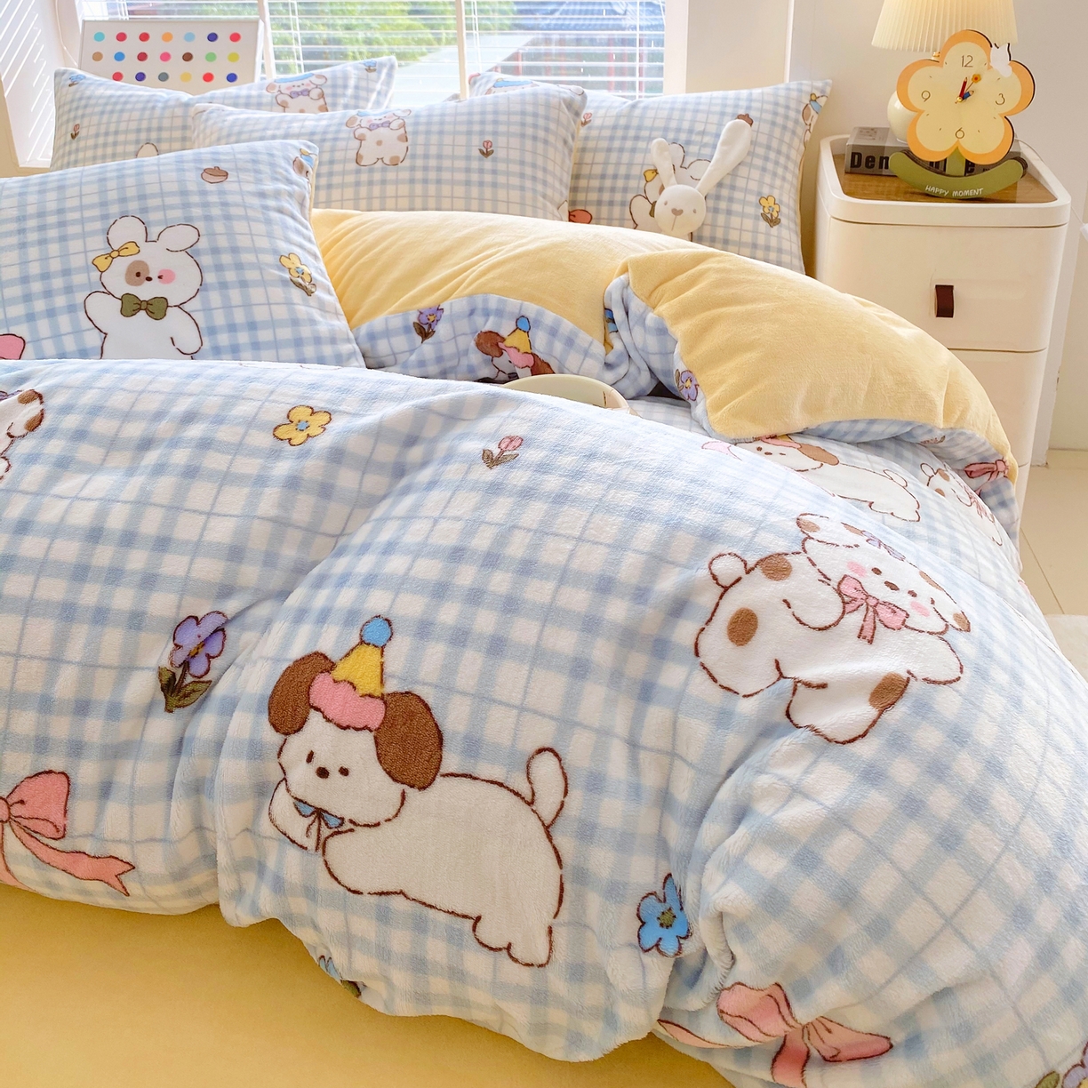 91家纺网 家纺一手货源 找家纺 金鑫汇家纺 2025年加厚高克重A类牛奶绒单被套 被套单件 云绒小狗