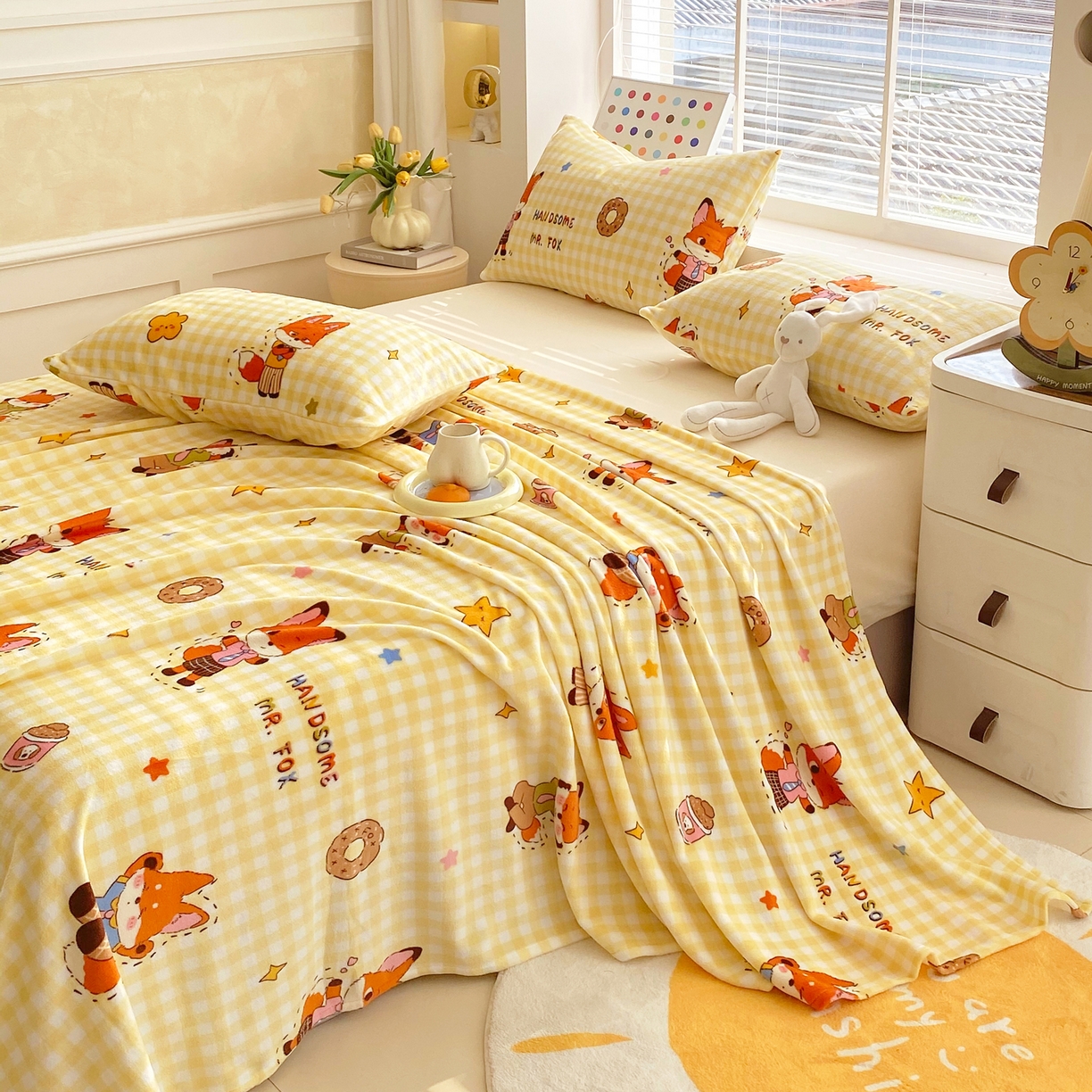 91家纺网 家纺一手货源 找家纺 金鑫汇家纺 2025年加厚高克重A类牛奶绒单床单 床单单件 狐狸先生