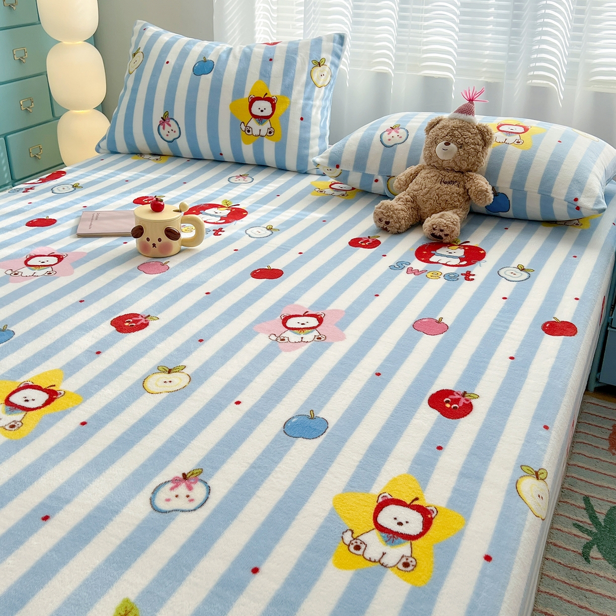 91家纺网 家纺一手货源 找家纺 金鑫汇家纺 2025年加厚高克重A类牛奶绒单床笠 床笠单件 苹果萌狗