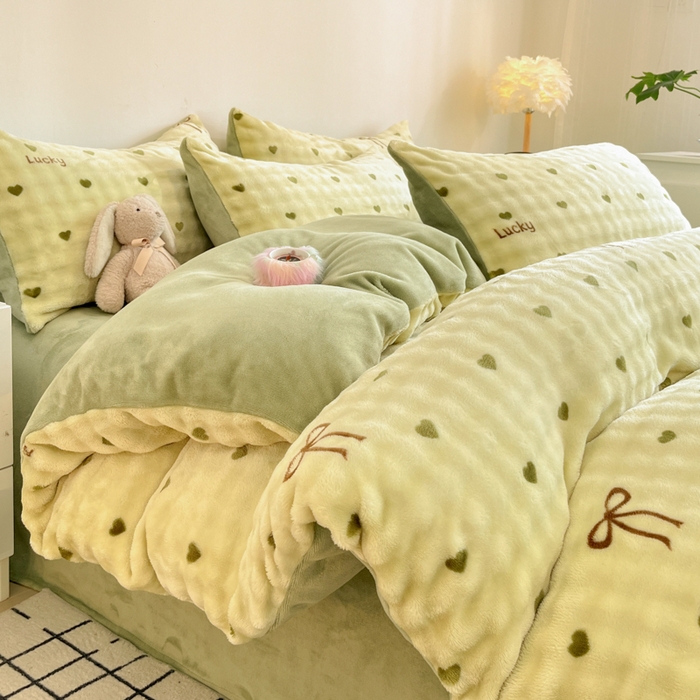 91家纺网 家纺一手货源 找家纺 （总）女子家纺 2025新款时尚印花泡泡绒加厚保暖四件套