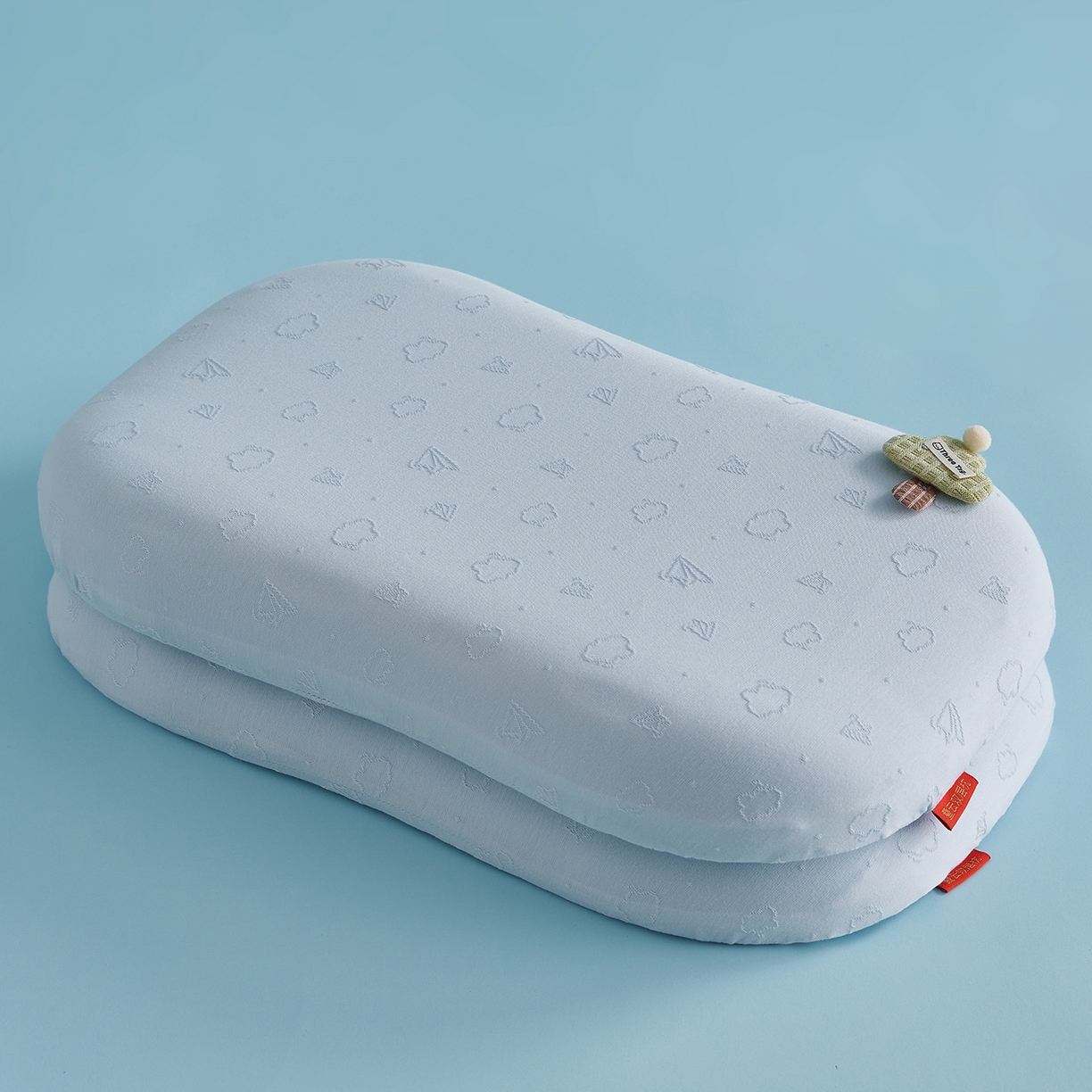 91家纺网 家纺一手货源 找家纺 乐可 2025新款叠云双层儿童记忆枕枕头枕芯 叠云双层儿童枕-蓝