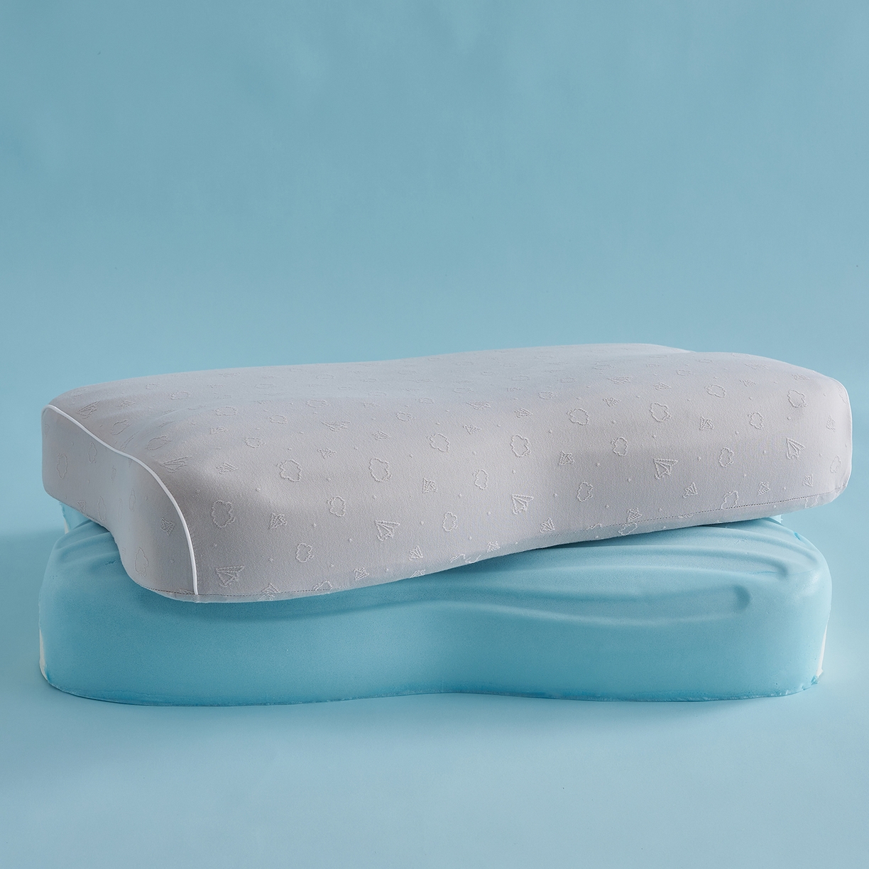 91家纺网 家纺一手货源 找家纺 乐可 2025新款叠云双层记忆枕枕头枕芯 70*40*10/12cm（叠云双层枕-男款灰）