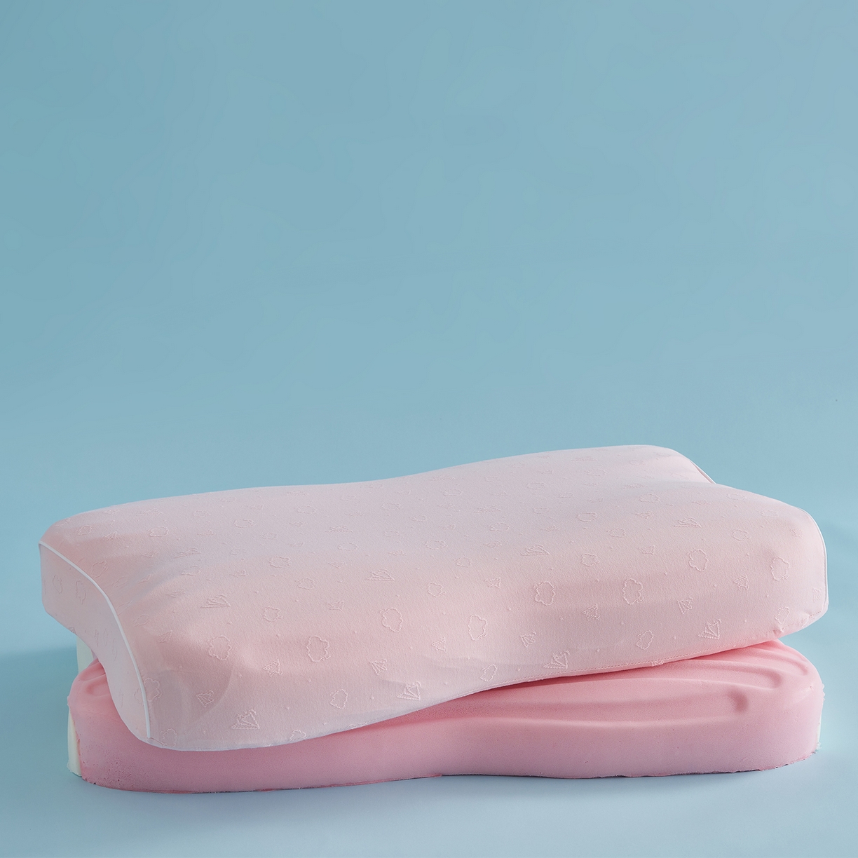 91家纺网 家纺一手货源 找家纺 乐可 2025新款叠云双层记忆枕枕头枕芯 70*40*9/10cm（叠云双层枕-女款粉）