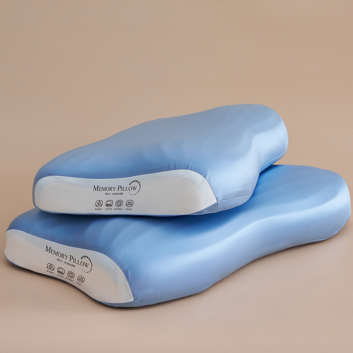 91家纺网 家纺一手货源 找家纺 乐可 2025新款浪漫摆烂情侣记忆枕枕头枕芯 浪漫情侣枕-蓝