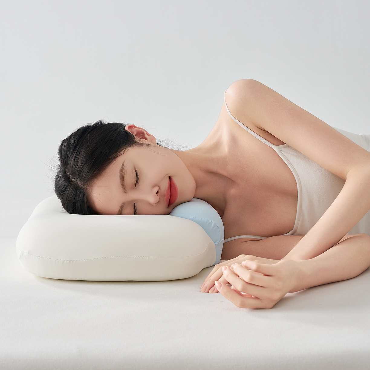 91家纺网 家纺一手货源 找家纺 乐可 2025新款零压双向深睡护颈记忆枕枕头枕芯 零压双向深睡枕-蓝